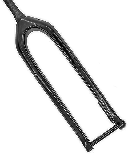 LHHL 29 Pouces Vélo De Montagne Fibre De Carbone Fourche Rigide 1-1/8 Tube Conique Fourche Avant VTT Frein À Disque Fourche À Vélo avec Axe Traversant 15X110mm (Color : Black Glossy, Size : 29)