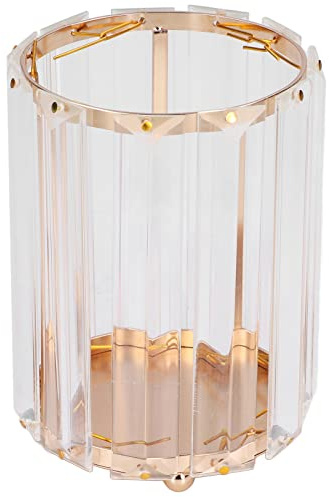 ZHDOKa Elegante Soporte de Cristal para Brochas de Maquillaje, Organizador de Cosméticos Minimalista Y Duradero, Caja de Pañuelos Europea, Cubo de Almacenamiento de Escritorio, Organizador de(Oro)