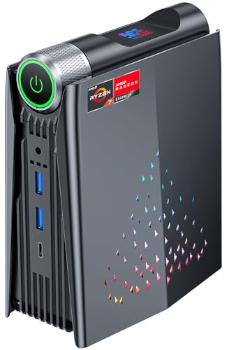 ACEMAGICIAN AMR5 Mini PC Gaming, AMD Ryzen 7 5700U(fino a 4,3 GHz), 32GB DDR4 512GB NVMe SSD Mini Computer Desktop PC【Triplo Display/Luci RGB/DP+HDMI+Type-C/Wifi 6/BT 5.2】