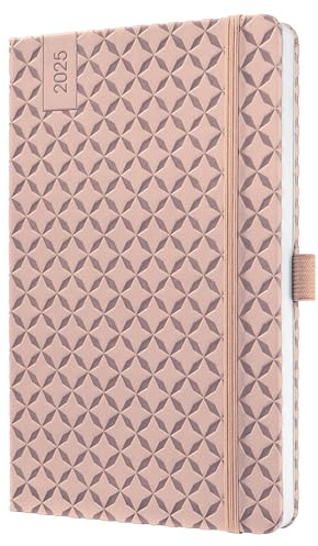 SIGEL J5131 Wochenkalender 2025 A5, Jolie, rose, Hardcover, Gummiband, Stiftschlaufe, Einstecktasche, 174 Seiten, vegan, Buchkalender, Terminplaner