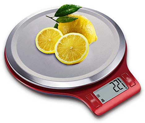 Balance de Cuisine Numérique en Acier Inoxydable, (5000g, 0.1oz/1g) Système de Capteur de Haute Précision de Balance de Cuisine et de Nourriture Électronique (Argent) (Couleur : Rouge, Taill