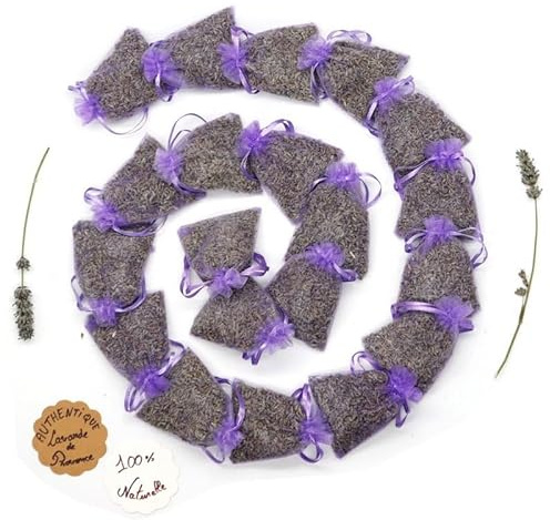20 Lavandel duftsäckchen mit Premium Super Bleue Lavendel | 120 g Netto insg. | lavendelsäckchen gefüllt mit getrockneten Lavendelblüten aus der Provence – Für Schublade, Wäsche und gegen motten