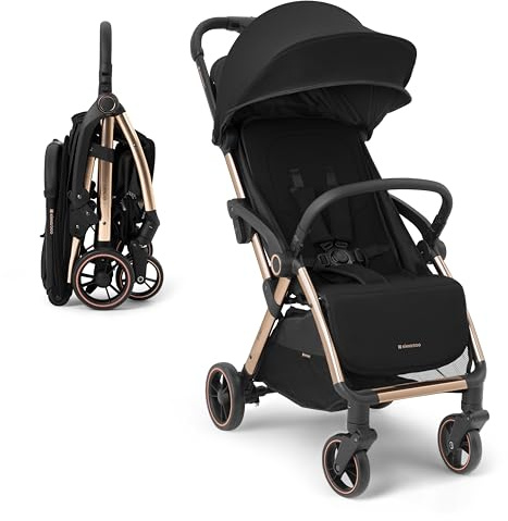 KikkaBoo Buggy Kinderwagen Reisebuggy EDEN, Bis 22 kg, Leicht (7,1 kg), Kompakt & One-Hand-Faltbar, Inkl. Regenschutz, Schwarz