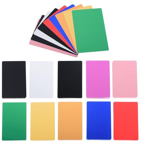 PATIKIL 500 Pack Metall Visitenkarten Leer 0.21mm Dick Aluminum 10 Farben | Laser Gravur Druckbare Namenskarte, 3.4x2.1, Für Benutzerdefinierte Heimwerker