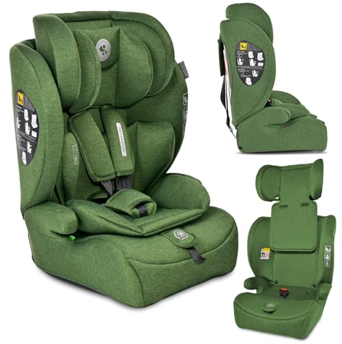 Lorelli Auto Kindersitz 9-36kg Adventure i-Size 76-150 cm, mitwachsender Autositz für Kinder, Babysitz, Autokindersitz, Einstellbare Kopfstütze, 5-Punkt-Sicherheitsgurt, grün