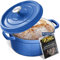 Ottia Casserole en fonte [livre de recettes électronique] – Cocotte de 28 cm avec couvercle et picots aromatiques, idéale pour 5 à 8 portions – Casserole en émail pour tous les types de plaques de