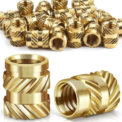 Caianwin 20 Stück Gewindeeinsatz M6 Einpressmuttern gerändeltes Einschmelzgewinde aus Messing -Einpressmutter für Kunststoffteile – Durch Einschmelzen in 3D-Druck-Teile