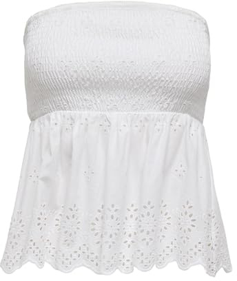 Onllou Life Emb Bandeau Top WVN, Blanco Brillante, S