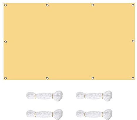Outdoor-Sonnenschutz, wasserdicht, rechteckig, 1,8 x 3,8 m, verschleißfest, Gartenschirm mit Befestigungsseilen, ideal für Hof, Rasen, Terrasse, Cremefarben