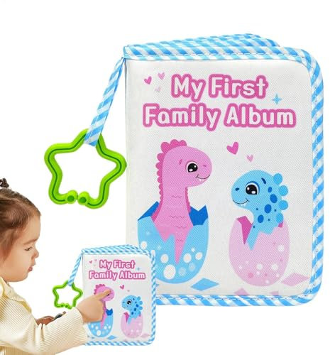 Baby-Fotoalbum – 10,2 x 15,2 cm großes Baby-Fotobuch mit Tiereinband für das erste Jahr, Mein erstes Fotobuch, Familien-Baby-Fotoalben für Familie, Neugeborene, Party, Gastgeschenke (für 17 Fotos)