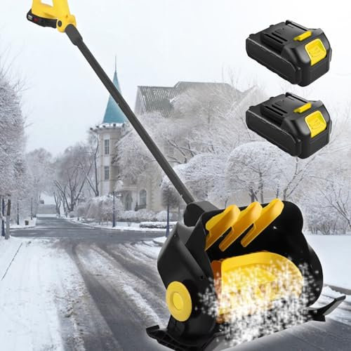 moupeaktain Pala Quitanieves Eléctrica Inalámbrica De 41cm con 2× 21V 4A Baterías, Soplador De Nieve con Mango Frontal Ajustable, Pala Quitanieves Eléctrica para Entrada De Vehículos