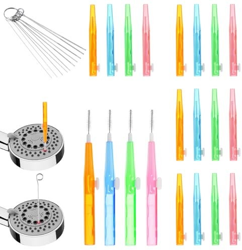 30Pcs Shower Head Cleaning Brush, Shower Nozzle Unclogger, Anti-Clogging Showers Heads Cleaner Picks, Multi-Sized Universal Nozzle Cleaning Brush for Showers Heads Bathroom Small Hole