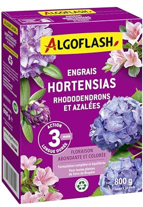 Algoflash Engrais Hortensias, Rhododendrons, Azalées, Action prolongée - 800 g