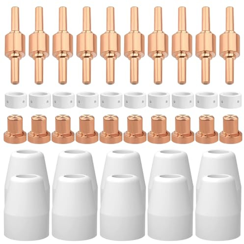 MOPLA 40Stk Plasmaschneider Zubehör,Plasmaschneider Ersatzteile Plasmaschneider Düse,Plasma Elektrode,Plasma Ersatzteile,Plasma-Schneiddüsen für LGK40/CUT40/CUT50/CT312/CT418/CT520/SUPER200P