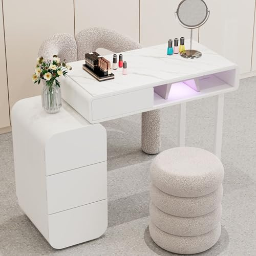 ZPVXRVQ Mesa de Manicura Profesional Mesa de Manicura Moderna con 4 Cajones, para El Salón de Belleza En Casa y Estaciones de Trabajo de SPA(Style 2)