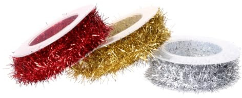 ULTECHNOVO 3stücke Metallische Glitzer-Lametta-Girlande Weihnachtsbaumdekoration Partyzubehör à Lametta-kräuselband Für Weihnachtsbasteleien Und Dekorationen