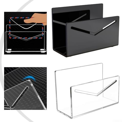Trieur de courrier et porte-lettres en acrylique transparent pour bureau, matériau robuste de 3 mm d'épaisseur avec coussinets antidérapants, organiseur d'enveloppes compact pour une gestion efficace