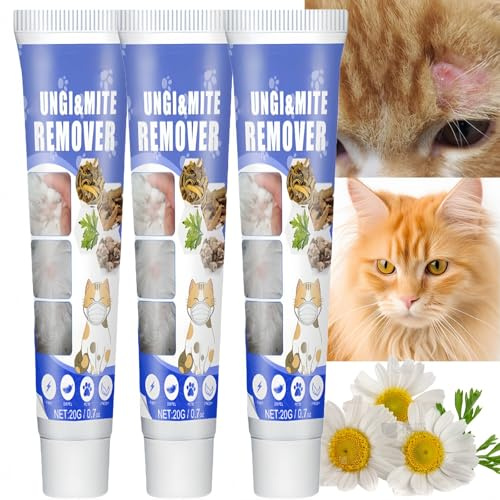 3PCS Cat Mite Treatment,Dog Itching Skin Treatment,Pet Mite Repellent Cream,Itchy Ear Relief for Dog,Pet Itch Relief,Effectively Remove Mites,Suitable for Most Pets,Made of Natural,Long-Lasting Effect