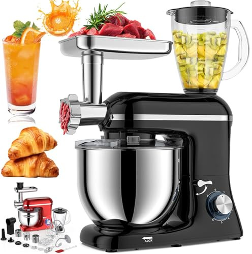 Batidora De Alimentos Multifuncional Profesional De 1400 W Con Recipiente De 5,5 L, Control De 6 Velocidades, Protección Contra Salpicaduras, Licuadora Y Picadora De Carne Para Una Cocina Eficiente,
