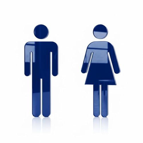 WC Schild aus Holz oder Acryl – Toilettenschild Damen & Herren – modernes Türschild in eleganten Farben für Bad, Büro & Hotel (Blau, 20cm Länge)