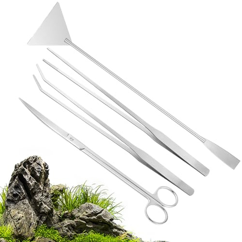 Aquarium Pflanzen Werkzeuge - Terrarium Pflanzen Scheren Set | Lange Schere Spatel Pinzetten Set Für Tägliche Pflege Büro Schreibtisch Anfänger Bepflanzung Algen Zuhause Und Bonsai