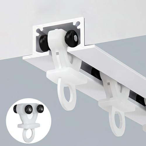Resistentes Empotrado Riel Cortina Techo | Aluminio Deslizante Rieles para Cortinas de Techo | Fácil De Instalar | para Dormitorio, Hotel, sala de estar(White,1m/3.28FT)