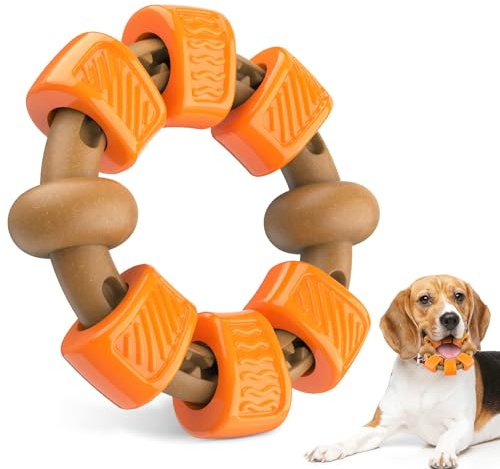 RUXAN Unzerstörbares Kauspielzeug für Aggressive Hunde | Puzzle-Spielzeug mit Rindgeschmack, Interaktives Leckerli-Dosierspielzeug für Kleine/Mittelgroße/Große Langeweile