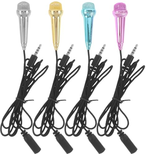 Cabilock 4 Pezzi Microfono Mini Condensatore Wired per Registrazione Mobile Streaming e Gaming Microfono Portatile Compatibile Smartphone per Canto Podcast e Video