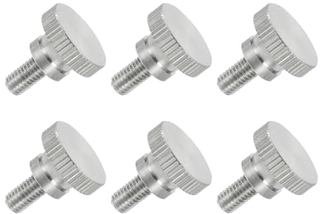 QUARKZMAN 6 Stück 304 Edelstahl Rändelschrauben M5 x 10mm, Flache Rändelschraube mit Vollgewinde, Rändelkopf Handschrauben Set für Industrie Haushalt Mechanische Teile Elektronische Geräte