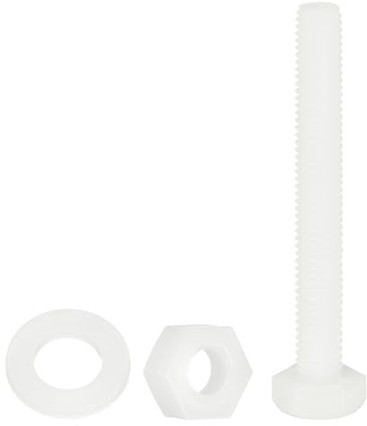 QUARKZMAN 150 Pcs/50 Ensembles Boulons Hexagonaux Nylon M6 x 50mm Blanc | Vis à Tête Hexagonale Plastique Filetage Complet et Écrous, Avec Rondelles Plates, Pour Accessoires