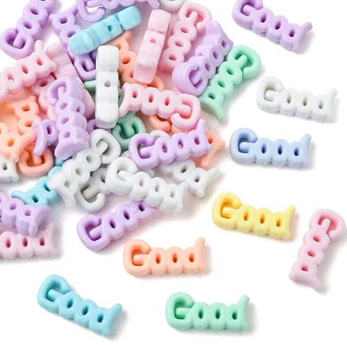 DanLingJewelry 40 Stück zufällige Worte, gute undurchsichtige Acrylperlen, bunte Buchstaben-Abstandshalter für DIY-Halsketten, Armbänder, Schmuckherstellungszubehör