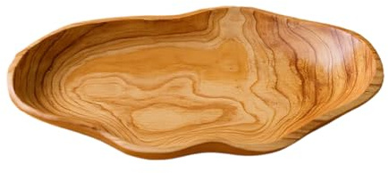 Generisch Cuenco de madera - Cuenco de madera para servir ensalada de 30 cm, bandeja de frutas naturales | Diseño rústico, frutero para cocina, comedor, hogar, fiestas y para servir, ensaladas