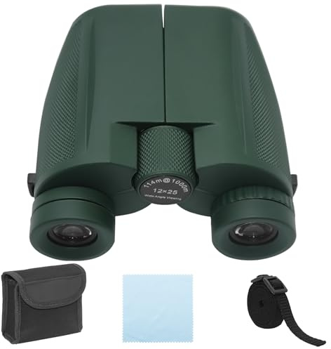 TETEWEVER Kompaktes Fernglas Klein 12×25 Fernglas Erwachsene Binoculars | Grün Faltbar Feldstecher Ferngläser mit Tragetasche und Tragegurt Opernglas, für Vogelbeobachtung Konzerte Wandern Outdoor