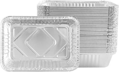 PARTY BARGAINS Aluminum Foil Pans - (50 Pack) 9” x 6” x 2” Premium Quality & Durable Steam Table Pan for Cooking, Baking, Roasting, & Broiling, Excellent for Takeouts, Meal Prepping