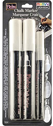 UCHIDA 48023-3A Bistro Chalk Marker, 3 Tip Sizes, White