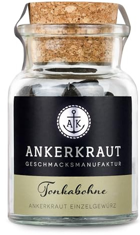 Ankerkraut Tonkabohne, das Gewürz der Sterneköche, für Kuchen, Pralinen, Eiscreme oder Pudding, 80g im Korkenglas, ganze Tonkabohnen kaufen
