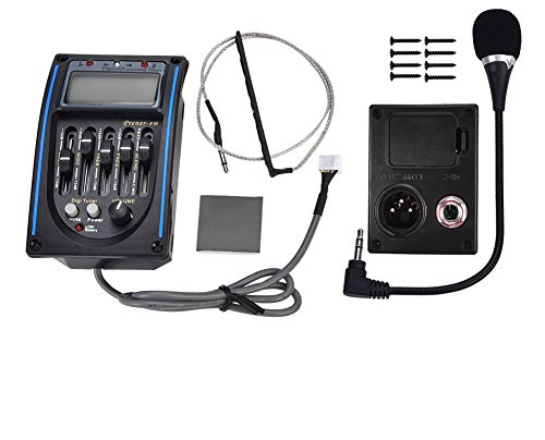 piezo tonabnehmer,Tonabnehmer Akustikgitarre,Tonabnehmer Gitarre,Akustik Gitarre Tonabnehmer 5-Band Eq Equalizer Gitarren Preamp Piezo Pickup Tuner Mit LCD Anzeige Und Mikrofon Für Akustikgitarre