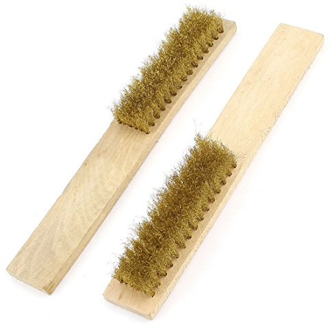 Aexit 20 cm Reinigungswerkzeuge Länge Holzgriff Messing Draht Reinigungsbürste Hand Schrubber & Bürsten Werkzeug 2 Pcs
