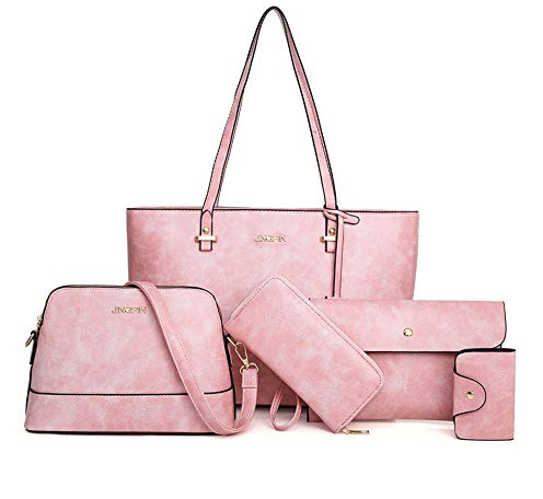 AlwaySky Handtaschen-Set für Damen 5er Pack Tote Geldbörse Handtaschen Set PU-Leder Umhängetasche