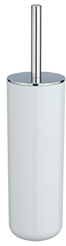 WENKO WC-Garnitur Posa, Moderne Toilettenbürstenhalter aus weißem Kunststoff mit eleganten Chrom-Akzenten, inkl. Toilettenbürste mit auswechselbarem Bürstenkopf, (B/T x H): Ø 7,5 x 37 cm, Weiß