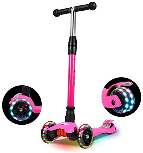IMMEK Monopattino per Bambini a 3 Ruote con Ruote Lampeggianti LED - Manubrio Regolabile, Kids Scooter, Regalo per Bambini