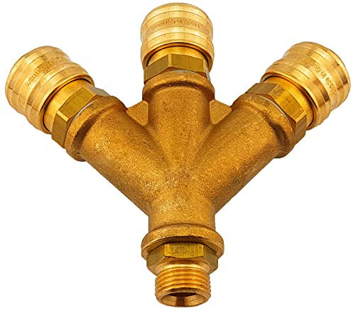 Qualitäts Druckluft Kupplung Stecker Verteiler Wanddose | Wunschausführung auswählen - 3-fach Kupplung mit 1/2 Zoll Außengewinde