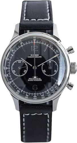 NC Neue Fliegerchronograph Mechanische Herrenuhr 50m wasserdichte Herrenuhr ST19 Seagull Movement Edelstahl Handaufzug Uhren (Color 3)