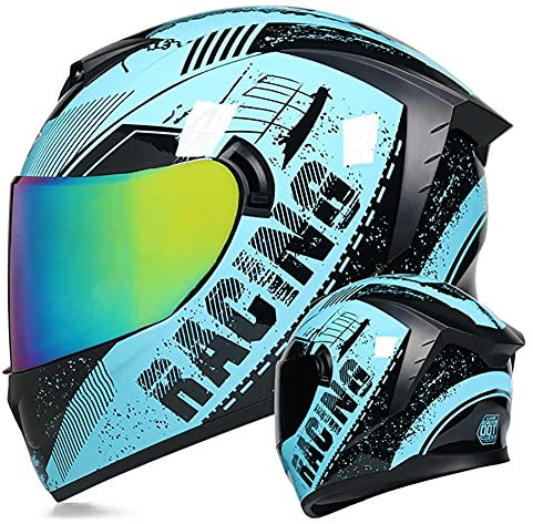 Motorradhelm Integralhelm Herren, Fullface Helm Bunt Anti Fog Doppelvisier Klapphelm Geschlossenen ECE Genehmigt Sturzhehelm Mattschwarz Rollerhelm für Damen Herren 55~62CM