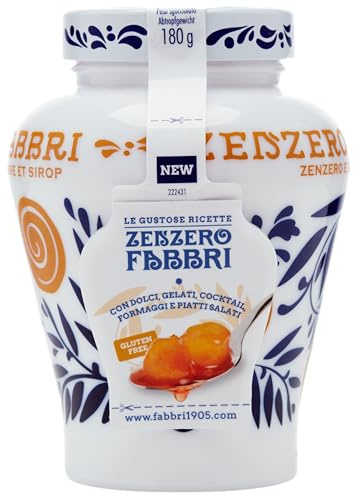 FABBRI 1905 - Zenzero Ingwer | Fabbri Ingwer in Sirup und Kurkuma eingelegt. Süßer und scharfer Geschmack als Zutat für süße und herzhafte Rezepte. | Inhalt: 600g
