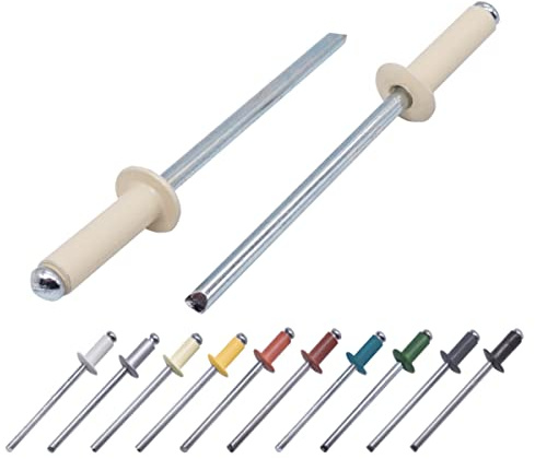 (80 Stück) Lackierte Blindnieten 4,0 x 14 mm, Kuppelkopf, DIN 7337, Aluminiumniete und Stahldorn, Popnieten (80, Hellelfenbein RAL 1015)