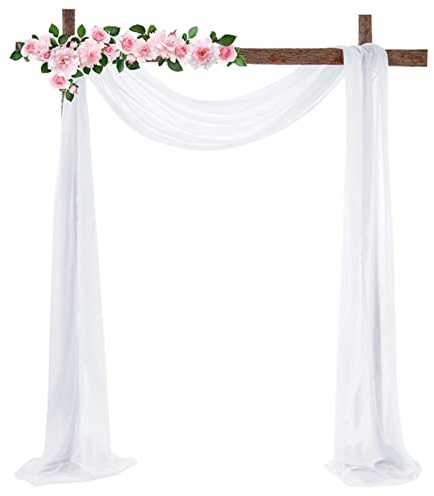 ZOYIEP Cortina transversal, arco de boda, decoración para las manos libres, voile, para bodas, salón, ventana, decoración (blanco, 70 x 550 cm)