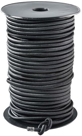 WERKA PRO Fibbia Elastica Nera Varie Lunghezze 4 mm x 50 Metri su Bobina