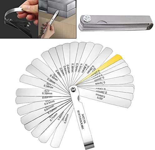 Spessimetri Lame Acciaio,Spessimetro Lame,Spessimetro 32 Lame,Spessimetro Valvole, Spessimetro Pieghevole Misurazione Doppia,Per Misurare Larghezza Spessore Dimensioni