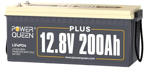 Power Queen Batteria al Litio 12V 200Ah PLUS per Camper | 200A BMS, IP65, fino a 15000 cicli, 4P4S, Energia 2560Wh, ideale per Barche, Solare e Off-grid